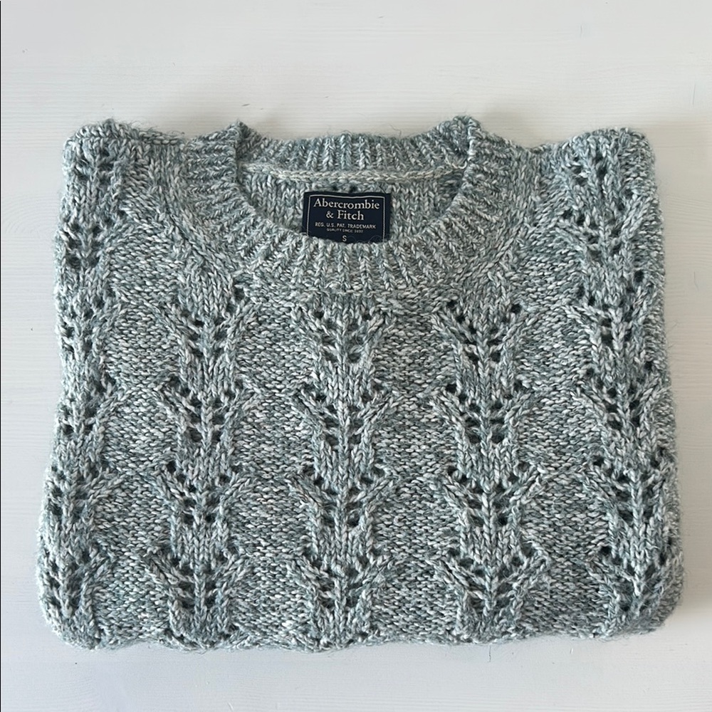 Abercrombie & Fitch Textured Green Crewneck Sweater